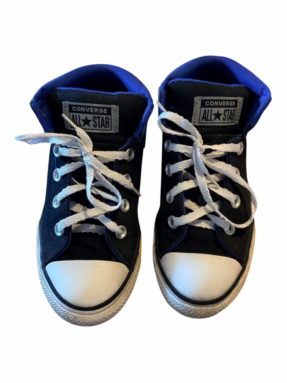 Converse Kids Two-Tone Black & Royal Blue Low-Top Sneakers Size 3 big boys/girls